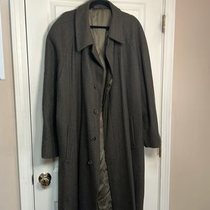 Vintage green and brown twill overcoat. Thrifted. Never worn